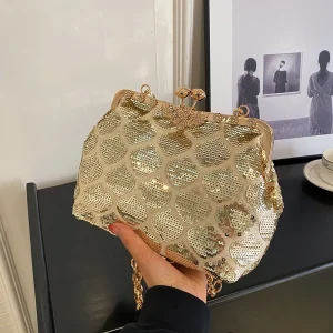 Paillette hasp Luxury Handmade With Chain Wedding Party Clutch bag - Image 12