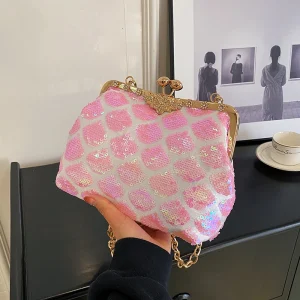 Paillette hasp Luxury Handmade With Chain Wedding Party Clutch bag - Image 13