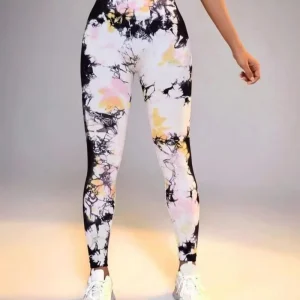Print Tie Dye Seamless High Waist Push Up Sports Leggings - Image 2