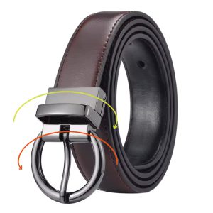 Formal Reversible Leather Belt with Rotate Buckle - Image 5