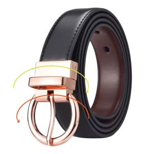 Formal Reversible Waist Strap Belt with Rotate Buckle - Image 4