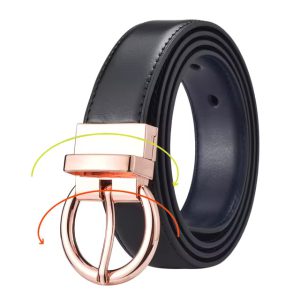 Formal Reversible Waist Strap Belt with Rotate Buckle - Image 2