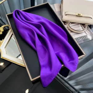 Satin Square Shawls Headband Hair Elegant Neckerchief Scarves - Image 19