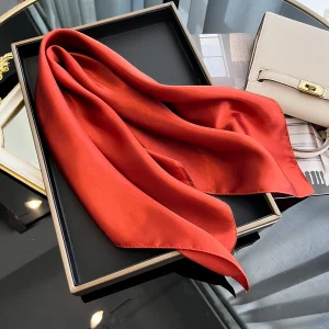 Satin Square Shawls Headband Hair Elegant Neckerchief Scarves - Image 30