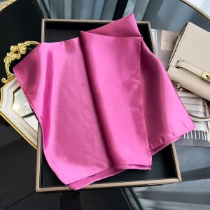 Satin Square Shawls Headband Hair Elegant Neckerchief Scarves - Image 14