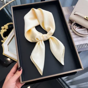 Satin Square Shawls Headband Hair Elegant Neckerchief Scarves - Image 13