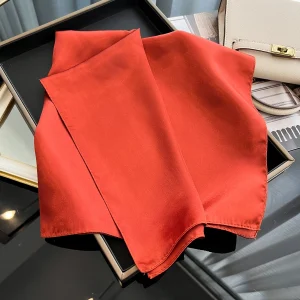 Satin Square Shawls Headband Hair Elegant Neckerchief Scarves - Image 29
