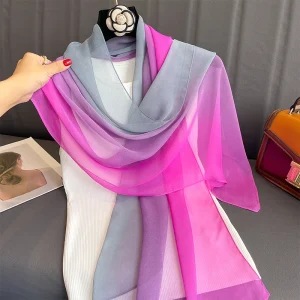 Versatile Sun Portection Headband Gradient Shawl Luxury Elegant Scarves - Image 10