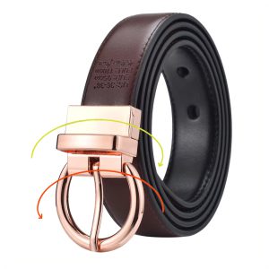 Formal Reversible Waist Strap Belt with Rotate Buckle - Image 6