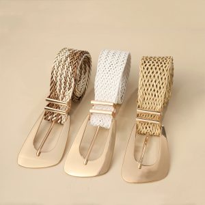 Casual Irregular Metal Buckle Girdle Adjustable Braided Belts - Image 17