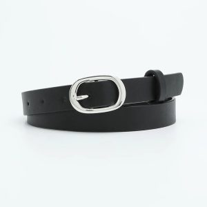 Casual Metal Round Buckle PU Leather Belts