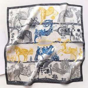 Fourlard Shawl Neckerchief Office Lady Elegant Natural Scarves - Image 4