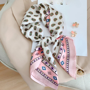 Neckerchief Luxury Printed Shawl Headband Elegant Square Scarves - Image 4