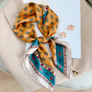 Neckerchief Luxury Printed Shawl Headband Elegant Square Scarves - Image 3