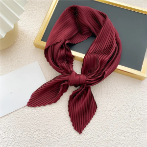 Shawl  Square Pleated Warps Neckerchief Crinkled Hair Scarves - Image 2