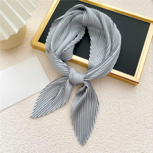 Shawl  Square Pleated Warps Neckerchief Crinkled Hair Scarves - Image 3
