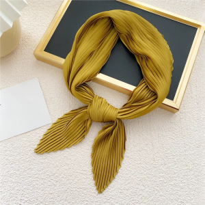 Shawl  Square Pleated Warps Neckerchief Crinkled Hair Scarves - Image 5