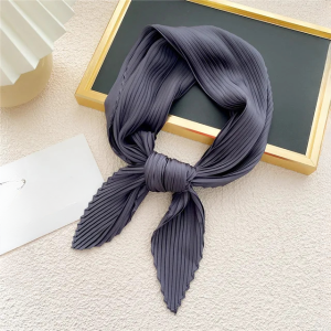 Shawl  Square Pleated Warps Neckerchief Crinkled Hair Scarves - Image 4