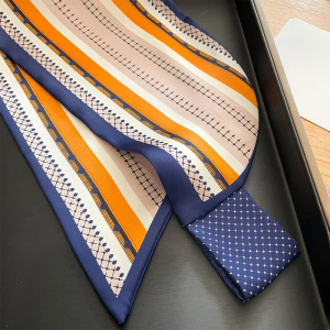 Stripe Skinny Fourlard Bag Ribbons Soft Satin Tie Elegant Neckerchief Scarfs - Image 2