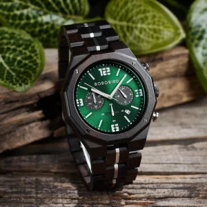 3 Sub Dial Chronograph Support Hidden Clasp Wooden Watches - Image 4