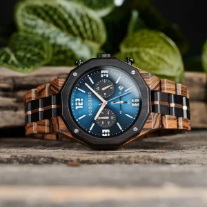 3 Sub Dial Chronograph Support Hidden Clasp Wooden Watches - Image 2