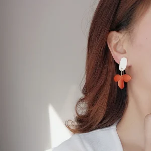 Casual Exaggerated Flower Trend Rose Drop Hanging Sweet Earrings Jewelry - Image 5