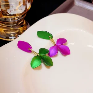 Casual Exaggerated Flower Trend Rose Drop Hanging Sweet Earrings Jewelry - Image 2