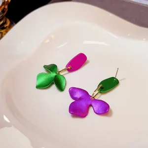 Casual Exaggerated Flower Trend Rose Drop Hanging Sweet Earrings Jewelry - Image 3