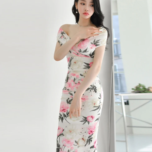 Elegant Floral Printing Slim V-Neck sleeveless Office Party Casual Dress - Image 10