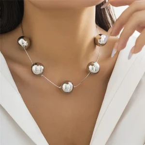 Trendy Punk Goth Creative Big Ball Bead Choker Necklace Accessories - Image 4