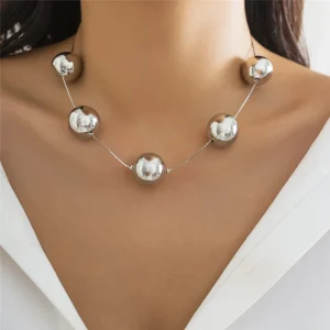 Trendy Punk Goth Creative Big Ball Bead Choker Necklace Accessories - Image 3