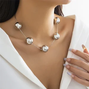 Trendy Punk Goth Creative Big Ball Bead Choker Necklace Accessories