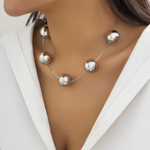 Trendy Punk Goth Creative Big Ball Bead Choker Necklace Accessories - Image 2