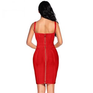 Elegant Spaghetti Strap V Neck Belt High Quality Party Bandage Bodycon Dress - Image 3