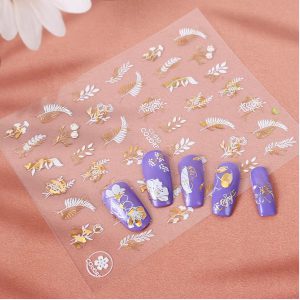 1PCS 3D Nail Stickers Abstract Line Pattern Slider Nail Art Decorations Leaf Flowers Nail Decals - Image 4