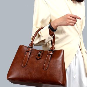 3 Layers Interior Zipper Pocket Large Capacity Tote Shopping Crossbody Shoulder Bag - Image 5
