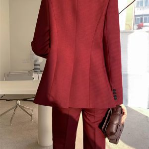 Casual Notched Lapel Single Breasted Vest Wide Leg Pants Blazer Three Piece Set - Image 8