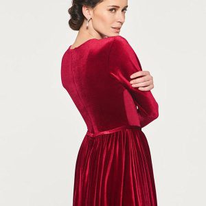 Elegant Jewel Neck 3/4 Length Sleeves A-Line Sash Tea-Length Wedding Guest Mother Dresses - Image 5