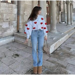 Elegant Single Breasted knitted-love Short Cardigan Sweater - Image 6