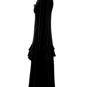 Elegant V Neck Solid Knitting Long Sleeve Spliced Appliques Midi Dresses - Image 7