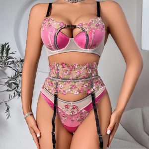 Luxury Lingerie Adjusted-straps Push Up Valentine Ensemble Delicate Underwear Bra 3 Pieces Sets - Image 12