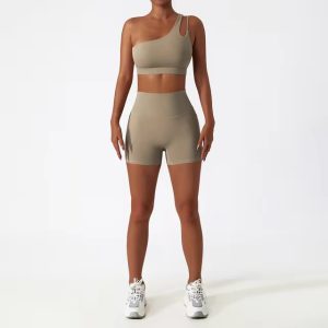 Running Yoga Clothes Sports Bra Fitness shorts Two-Piece Workout Suit - Image 3