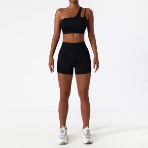 Running Yoga Clothes Sports Bra Fitness shorts Two-Piece Workout Suit - Image 6