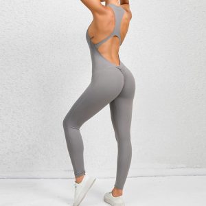 Trendy Zippers Yoga Clothing Jumpsuit Sportswear One-piece Suit - Image 7