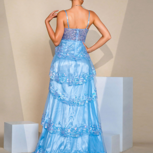 Spaghetti Split Sequin Solid Waist Elegant And Vintage Graduation Maxi Dresses - Image 4