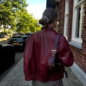 Chic Zipper Braid Leather Lapel Long Sleeve Elastic Streetwear Jacket - Image 14