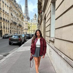 Chic Zipper Braid Leather Lapel Long Sleeve Elastic Streetwear Jacket - Image 3