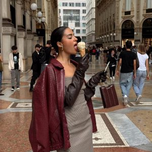 Chic Zipper Braid Leather Lapel Long Sleeve Elastic Streetwear Jacket - Image 9