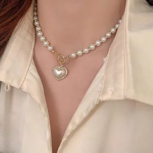Elegant  Heart Shape Imitation Pearls Chain Necklaces