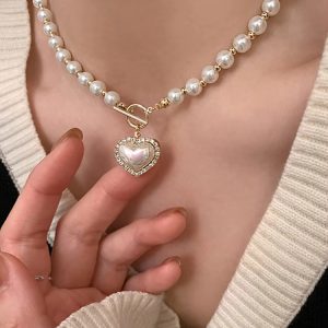Elegant  Heart Shape Imitation Pearls Chain Necklaces - Image 3